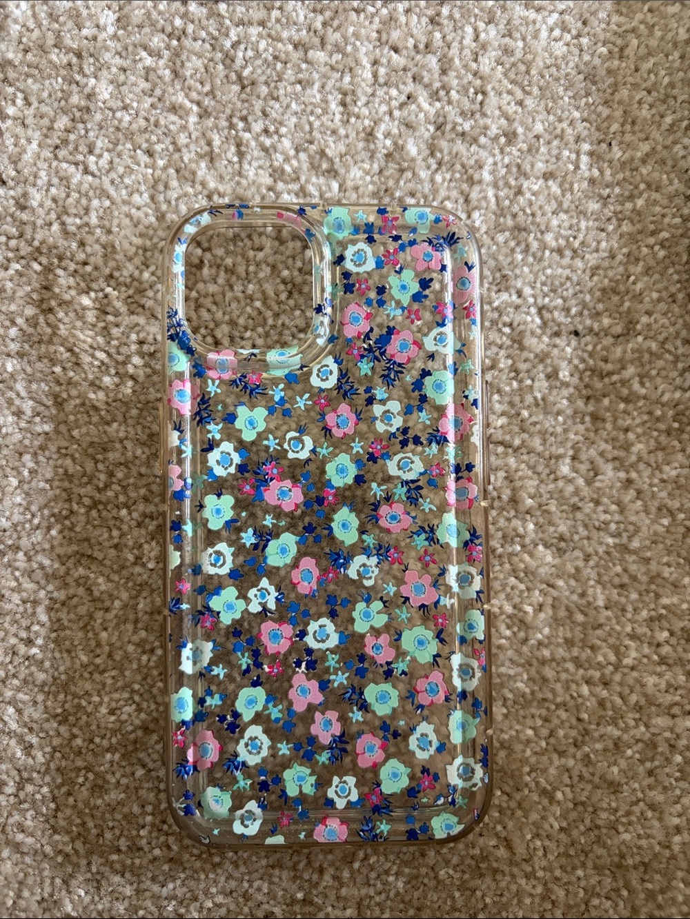 SHEIN Clear Floral Phone Case with Pink, Mint & Blue Accents